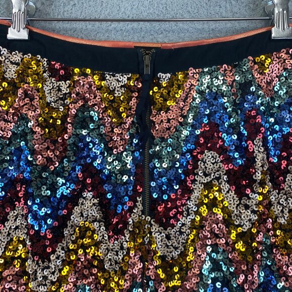 New Anthropologie MAEVE 6 Skirt Sequin Multicolor Zig Zag Chevron Party - Picture 11 of 16